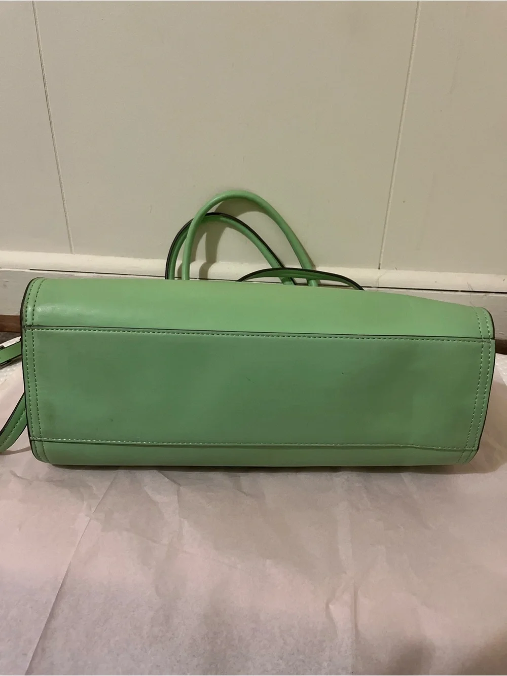 Tory Burch Mint Green Leather Double-Handle Tote